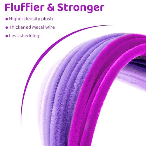 GUWINA 300Pcs Purple Pipe Cleaners 12'' Long 0.3'' Thick, Fluffy Chenille Stems Set for DIY Arts & Crafts, Colored Fuzzy Sticks Craft Supplies for Making Flowers & Festive Decorations(Gradient Purple) thumbnail 5