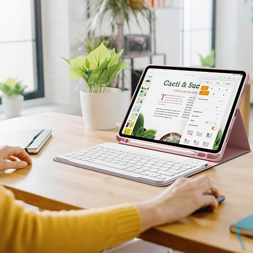 GKABXY Hülle mit Tastatur für iPad Pro 11 4. / 3. / 2. Generation 2022/2021/2020 mit stifthalter, Magnetische Abnehmbare Bluetooth-Tastatur, QWERTZ Layout, für iPad Pro 11 Zoll, Rosa thumbnail 8