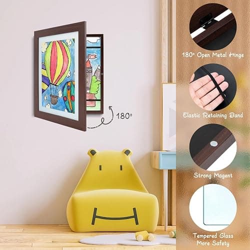 Golden State Art, 10x12.5 Kids Art Frames, Front-Opening Picture Frame Great for Kids Drawings, Artworks, Children Art Projects, Schoolwork, Home or Office (Walnut Set of 2) thumbnail 7