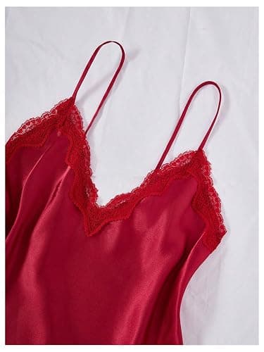 SweatyRocks Women's Silk Pajamas Set 4pcs with Robe Lace Trim Shorts Lounge Sets Pants Sleepwear thumbnail 3