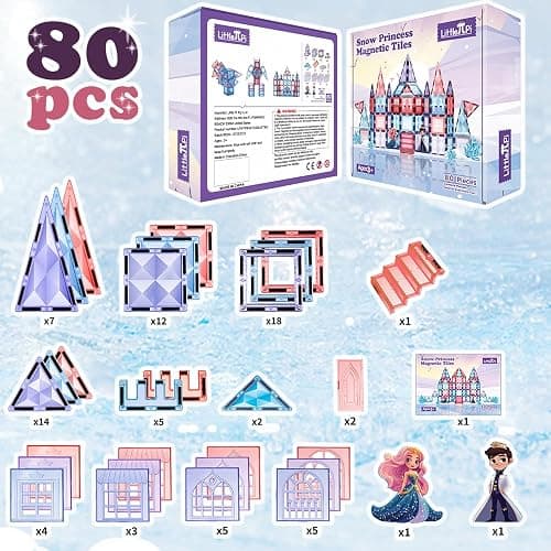 Little Pi Frozen Magnetic Tiles 3 Year Old Girl Gifts 5 Year Old 4 Year Old Girl Birthday Gifts Princess Toys Magnet Tiles Building Blocks Castle Age 3 4 5 6 7 8 thumbnail 6