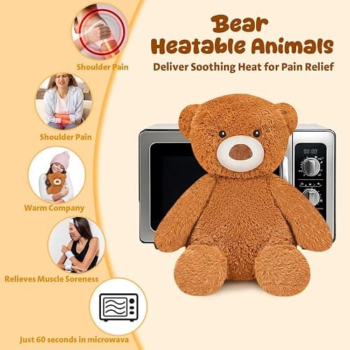 Finebee Weighted Stuffed Animals Bear Plush Heated Microwavable Weighted Plushise Stuffy Lavender Scented Bear Stuffed Animal Calming Gift for Kids and Adults thumbnail 5