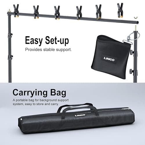 LINCO Backdrop Stand 10x7ft(WxH) Adjustable Photo Studio Back Drop Background Holder Frame with Clamps, SandBag, Carry Bag for Parties, Events, Photography, Photoshoot, Banner 4172 thumbnail 8
