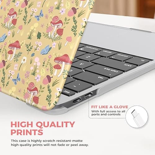 iCasso for MacBook Air 13 inch Case 2020 2019 2018 Release A2337 M1 A2179 A1932, Flower Hard Shell Protective Case for MacBook Air 13.3 inch + Keyboard Cover + Screen Film, Pink thumbnail 4