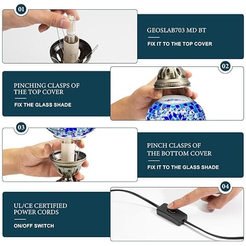 Marrakech Stained Glass Lamp Turkish Table Lamp with Tiffany Style, Handmade Moroccan Mosaic Lamps Vintage with Swan Neck Bronze Base Including LED Bulb for Living Room Bedroom Decor (Colorful3) thumbnail 6