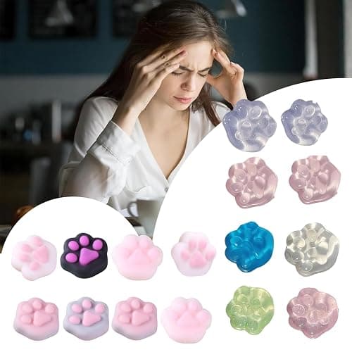 16 PCS Taba Squishy Paw, Tabba Squishy, Cat Paw Squishy, Random Color Squishy Toys, Soft and Durable, for Stress Relief and Fun, Includes 8 Solid and 8 Crystal Colors thumbnail 6