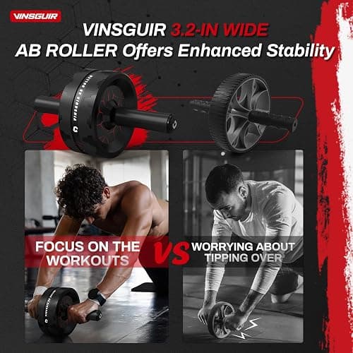 VINSGUIR Ab Roller Wheel, Abs & Core Workout Equipment for Home Gym with Knee Pad Accessories, Abdominal Wheel for Full-body Strength Training thumbnail 2