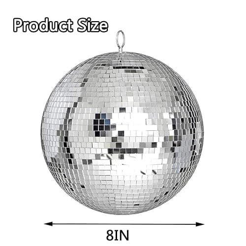 Alytimes Mirror Disco Ball - 8-Inch Cool and Fun Silver Hanging Party Disco Ball –Big Party Decorations, Party Design thumbnail 3