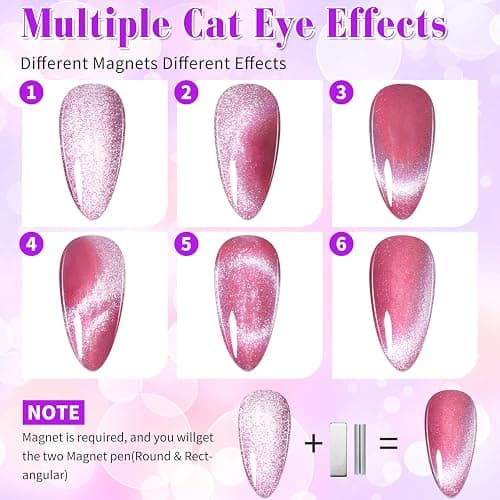 Clara Colors Vernis Semi Permanent Magnétique,9D Cat Eye Magnetic Vernis Gel Soak Off UV/LED Réfléchissant avec 12 Couleurs 8ml Auroras Diamond Effect Starter Set pour Salon Home DIY Art Gift thumbnail 3