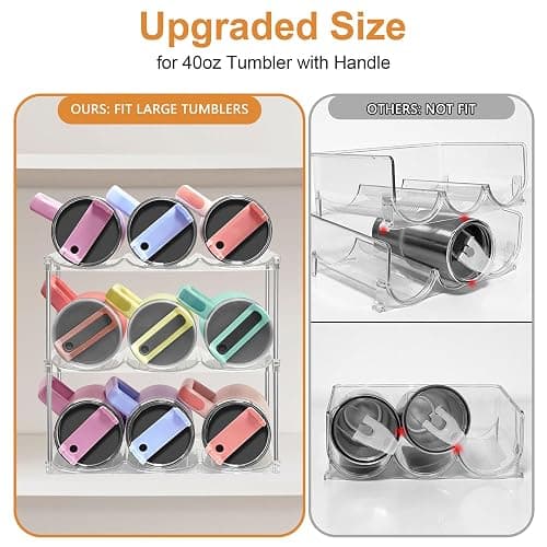 Water Bottle Organizer for Stanley 40 oz Tumbler - Stackable Water Bottle Holder for Cabinet Pantry Kitchen Organizers and Storage for Stanley Cup Holder Accessories, Tumbler Organizer Storage Rack thumbnail 4