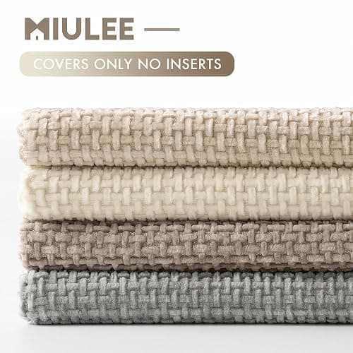 MIULEE Pack of 4 Christmas Couch Throw Pillow Covers 18x18 Inch Neutral Beige/Brown Soft Decorative Chenille Pillow Covers Farmhouse Accent Cushion Covers for Boho Home Decor Sofa Bedroom Living Room thumbnail 6