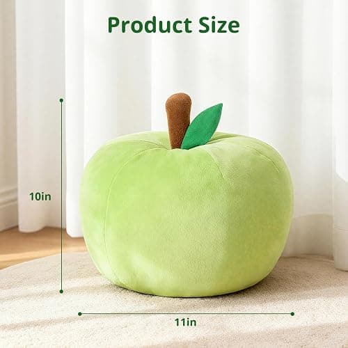 LANPU Cute Apple Shaped Plush Pillow – Soft Fruit Cushion for Couch | Sofa, or Bed, Adorable Decorative Throw Pillow for Room, Living Room & Home Decor (11 Inch,Green) thumbnail 3