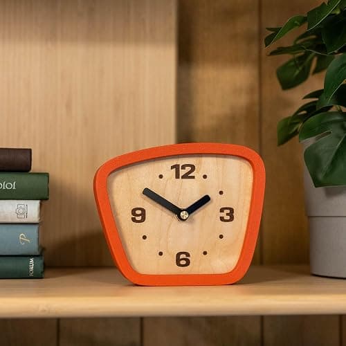 Little Top Creations Handcrafted Mid-Century Modern Clock – Silent Movement for Desk, Table & Mantel, No-Ticking Analog MCM Decor | Made in USA thumbnail 2