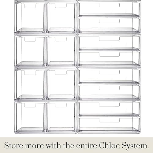STORi Chloe Space-Saving Clear Drawer Organizer (4 Wide Drawers) Sort Office, Kitchen, Beauty Supplies, Makeup, Pens, Jewelry, Stationary, Made in USA - 7.5"W x 1.5"H Drawers (Set of 4) thumbnail 8