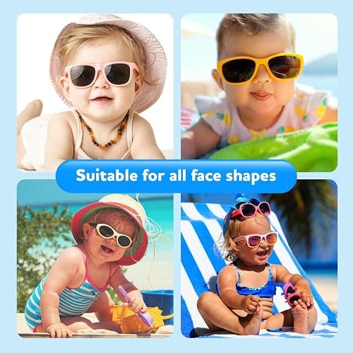 zestero Baby Infant & Toddler Polarized Sunglasses with Strap, UV400 Protection for Boys & Girls 0-24 Months, 3 Pack - 3 Packs Black + Beige + Blue thumbnail 7