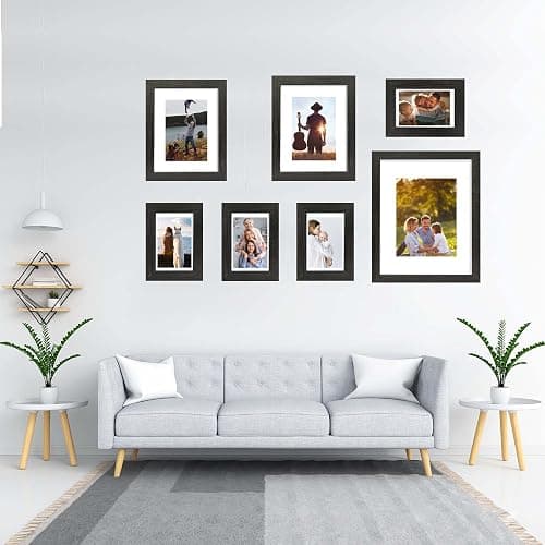 Hongkee 8x10 Picture Frame Set of 2, Made of Real Glass and Rustic Black Wooden Frame - Display Picture 5x7 with Mat or 8x10 Without Mat, 8 by 10 Photo for Wall or Tabletop thumbnail 2