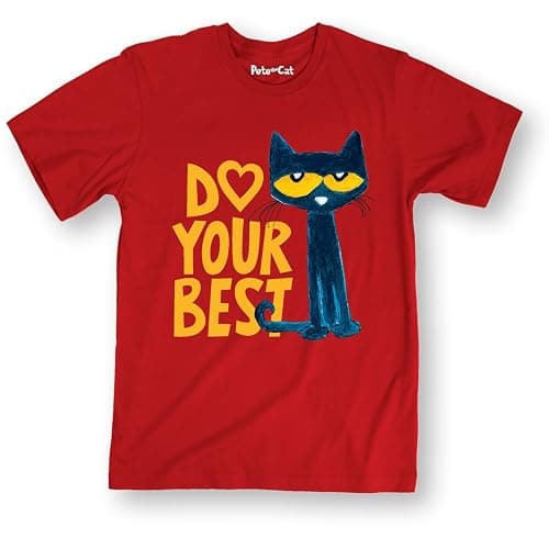 Pete the Cat Pete Do Your Best-Adult Short Sleeve Tee-M Red - Image 1