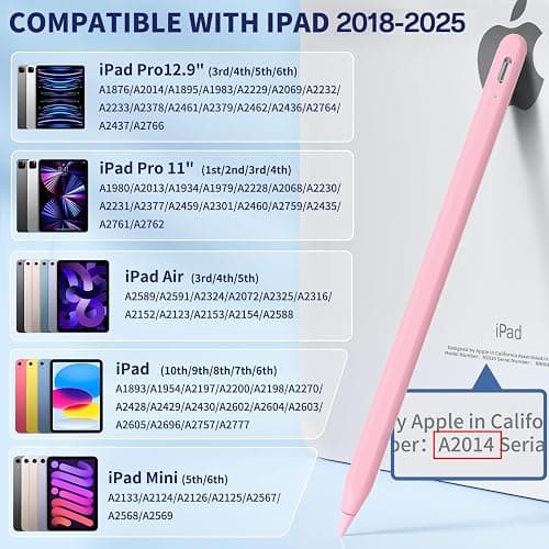 iPad Pencil for 9th & 10th Generation, Fast Charge Stylus Pen for Palm Rejection and Tilt Sensitivity, Compatible with iPad Pro 11/12.9in, Mini 5/6, iPad 6/7/8/9/10, Air 3/4/5 (PK) thumbnail 2