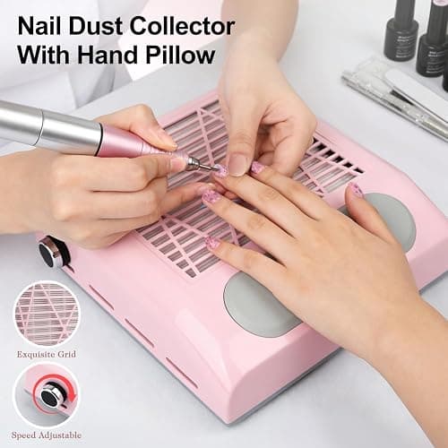 CoFashion Nail Dust Collector for Acrylic Nails Vacuum Machine, 80W Adjustable Vacuum, Electric Nails Filter for Manicure Nail Fan Dust Collector thumbnail 2