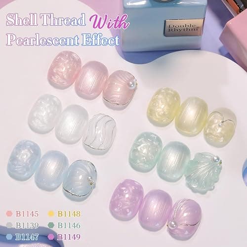 Double Rhythm 6 Pcs 15 ML Gel Polish Set Same Color Same Bottle Soak Off Gel Polish Kit Nail Art Manicure Salon DIY at Home for Women (Pearl Pink White Green Blue Purple-T6-21) thumbnail 7