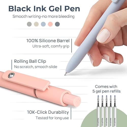 Nicpro 39 PCS Aesthetic School Supplies with Cute Pencil Case, 12 Color Pastel Highlighters, 5 Quick Dry Retractable Black Ink Pens, 6 Pastel Mechanical Pencil 0.5 & 0.7 mm for Student Stationary thumbnail 3