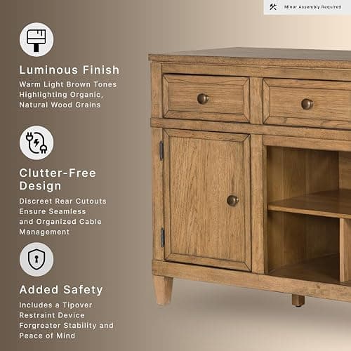 Signature Design by Ashley Sharlance 81" Wood TV Stand for TVs up to 93" | Fits TVs up to 93 in, Hardwood solids hickory wood veneer and MDF substrate, 4 drawers, 2 cabinets, Fireplace compatible thumbnail 12
