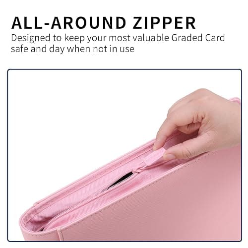 Snekdy premium 360-pocket trading card binder, 9-pocket cards album, waterproof PU-leather Cover with side loading, holds gaming, baseball, basketball & sports cards (Pink) thumbnail 6