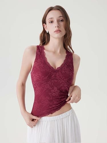 SUUKSESS Women Double Lined Lace V Neck Tank Top Summer Going Out Tops Sexy Trendy Shirts thumbnail 4