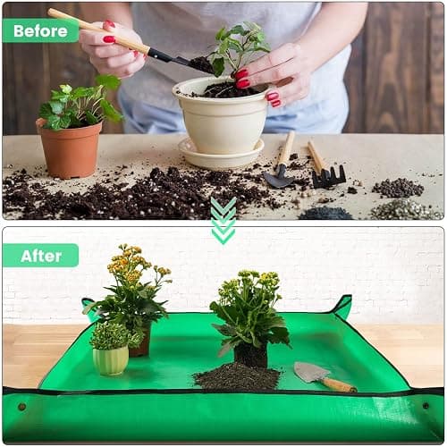 Repotting Mat for Indoor Plant Transplanting Control Mess, 26.8"X26.8" Waterproof Succulent Potting Mat Square Planting Tray Soil Change Mat Gardening Gifts for Plant Lovers thumbnail 2