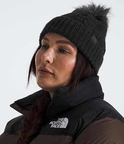 THE NORTH FACE Women's Oh Mega Fur Pom Beanie | Deep Fit Cuffed Winter Hat With Oversized Faux-fur Pom & Cable Detailing thumbnail 2