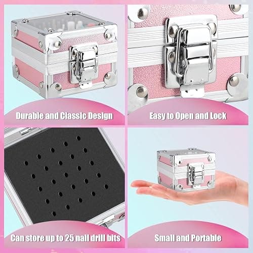 Depvko 21Pcs Nail Drill Bits Set with Portable Pink Case, 3/32 Inch Drill Bits for Nails, Ceramic Diamond Carbide Cuticle Nail Bits effile Remover Bits bits for Home Salon Acrylic Gel Nail Polish thumbnail 6