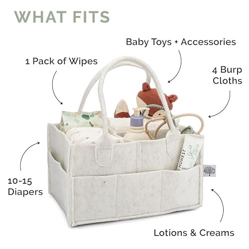 Parker Baby Co. Felt Diaper Caddy Organizer - Regular, Gray | Portable nursery storage bin for diapers, wipes, bottles & baby essentials for home/car. Soft felt, foldable design 13x9x7" thumbnail 10
