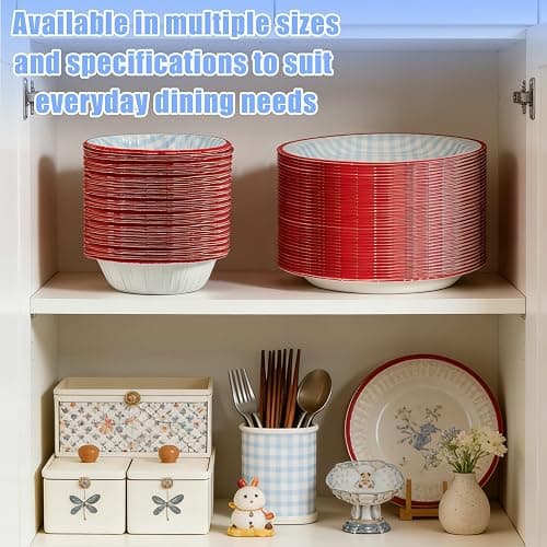 DTFMZOV 100 Pcs Gingham Paper Plates and Bowls Set - 50 Pcs 8.5 Inch Disposable Blue Gingham Plates and 50 Pcs Small Paper Bowls 8 oz Soak Proof, Cut Proof, Microwave Safe Party Supplies thumbnail 7