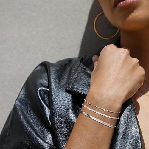 Layered Bracelets Bracelets Set for Women 14K Gold Plated/Silver Dainty Link Chain Bracelet Stackable Jewelry Gifts for Women thumbnail 3