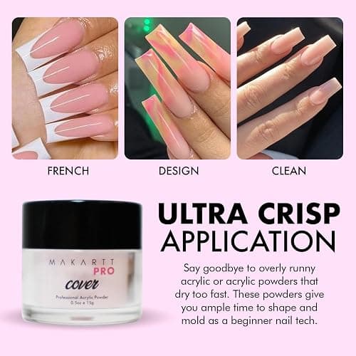 MakarttPro Mini Acrylic Nail Kit for Beginner Nail Technicians 12pcs - Starter Set with Pink & Clear Acrylic Powders, EMA Monomer, Kolinsky Brush and Nail Essentials thumbnail 5