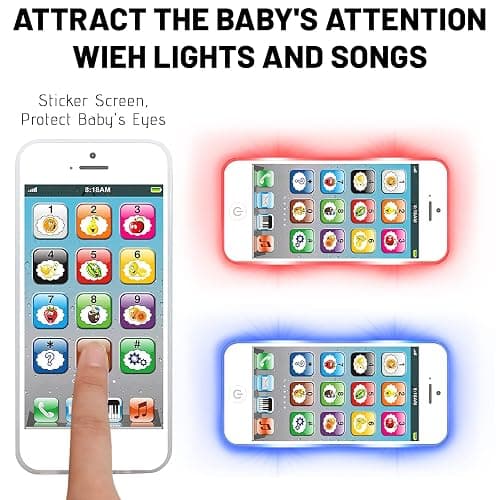 Wolmund Toy Learning Play Cell Phone with 8 Functions and Dazzling Lights Interactive Toy for Toddler Baby Kids Boys Girls thumbnail 4