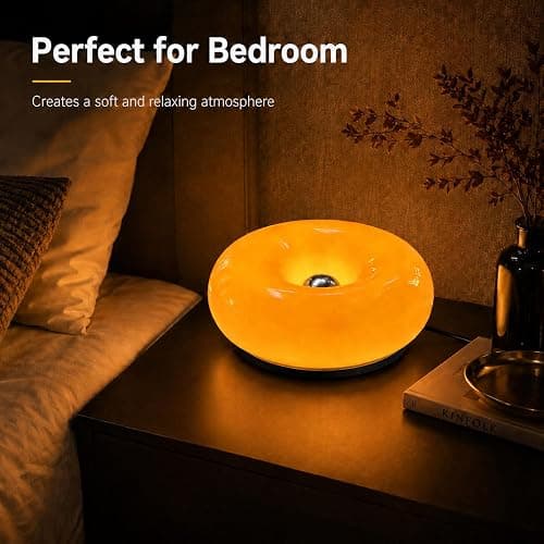 MIXL Orange Donut Table Lamp,Ambient Lighting Lamp,Aesthetic Room Decor | Blown Glass Lampshade,Stepless Dimming,Touch and Remote Control,Ideal for Gift,Suit for Living Room,Mid Century Modern Style thumbnail 5