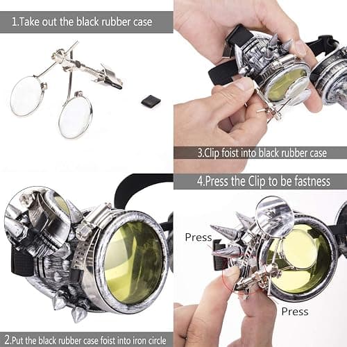 Lelinta Vintage Steampunk Goggles Glasses Halloween Costume Accessories for Men Women Cosplay Party thumbnail 7