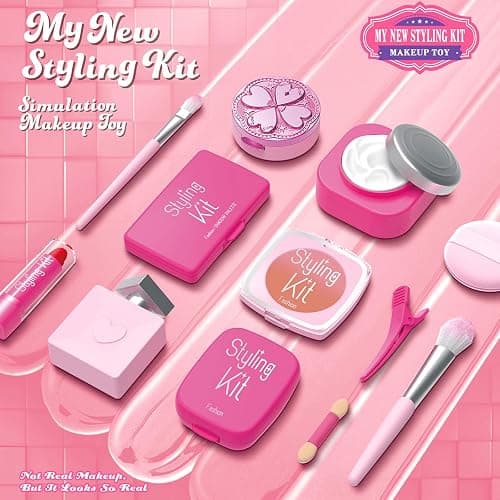 Pretend Makeup Kit for Girls - Realistic Toy Cosmetic Set with Sunglasses, Lipstick & Eyeshadow | Non-Toxic Fake Play Makeup for Kids Dress Up & Role Play for Ages 3-8 thumbnail 4