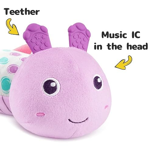 Sumobaby Infant Baby Musical Multi-Sensory Caterpillar, Stuffed Animal Activity Soft Toys, for Tummy Time Newborn 0-3-6-12 Months Girls, Purple thumbnail 3