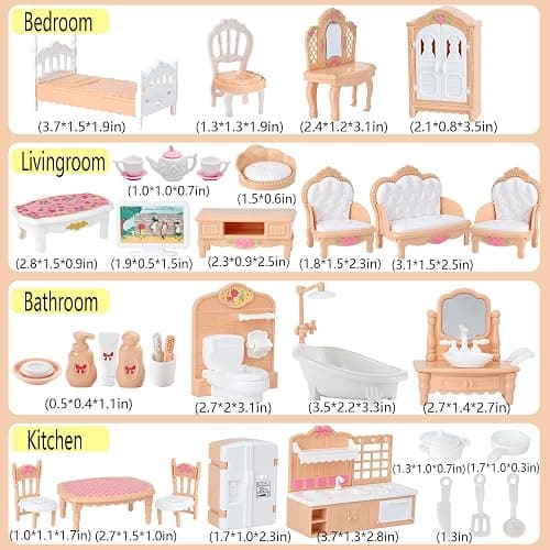 35 Pcs Dollhouse Furniture Accessories Set Mini House Furniture Small Dollhouse Miniature Furniture Play House Accessories 1:12 Tiny Kitchen Bedroom LivingRoom Bathroom Boy Girl Toddler3Y+ thumbnail 6