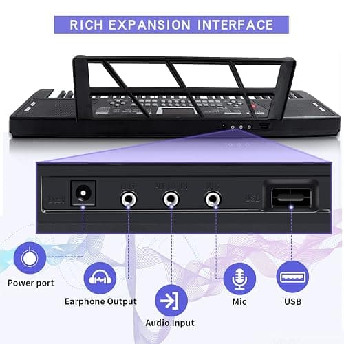 61 key piano keyboard - Electric Keyboard Piano with Microphone, Music Stand, Built-In Speakers - Portable Digital Piano for Beginners, Ideal Gift & Learning thumbnail 3