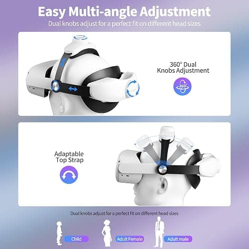 Noiposi Head Strap for Meta Quest 3s/3/Quest 2,Adjustable Knob Elite Strap Replacement,VR Headset Accessories Strap Enhanced Support&Comfort& Extend Playtime(Battery sold separately) thumbnail 3
