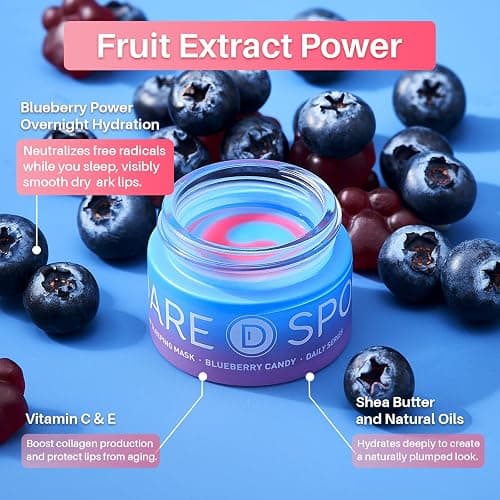 SPODARE Blueberry Lip Mask Overnight, Dual-Color Lip Sleeping Mask for Reduce Fine Lines, Nourish and Hydrating Dry Cracked Skin with Vitamin C and Shea Butter, Stocking Stuffer thumbnail 4