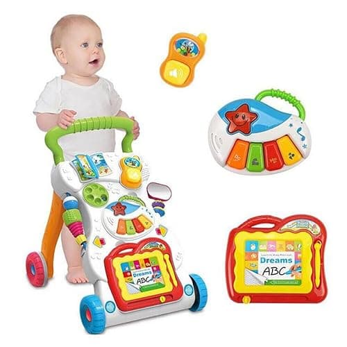 Queiting Baby Walker First Steps 2in1 Activity Musical Toys Car Along Ride Children's Music Walker Baby Toddler Stroller Used for Baby Steps - Image 1