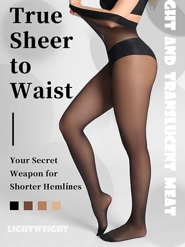 DancMolly Sheer to Waist Control Top Pantyhose, 2 Pairs Women's Tights T-Crotch, Everyday Office Wear, Medias de Mujer thumbnail 2