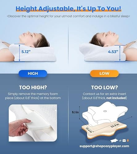 Ultra Pain Relief Cooling Pillow for Neck Support, Adjustable Cervical Pillow Cozy Sleeping, Odorless Ergonomic Contour Memory Foam Pillows, Orthopedic Bed Pillow for Side Back Stomach Sleeper thumbnail 4