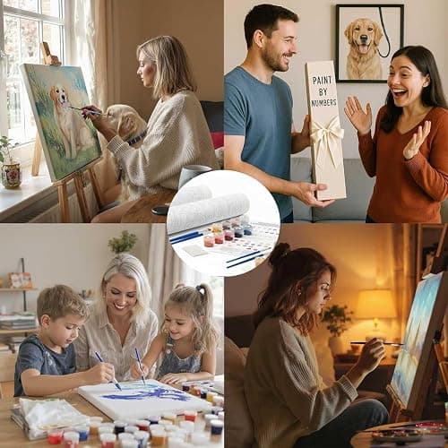 Paint by Numbers for Adults, 16x20 Inch Rainy Night Street Scene DIY Oil Painting Kit, Beginner Friendly Acrylic Paint by Number on Canvas, Home Wall Decor Gift Unframed thumbnail 7