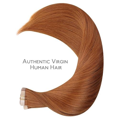 WENNALIFE Tape in Hair Extensions, 40pcs 100g 24 Inch Dirty Ginger Human Hair, Straight Invisible Reusable Real Extensions thumbnail 5