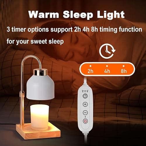 Candle Warmer Lamp with Timer, Electric Candle Lamp Warmer with Dimmer Adjustable Height House Warming Gifts New Home Bedroom Decor Dimmable Wax Melt Warmer with 2 Bulbs Mothers Day Gifts (White) thumbnail 4